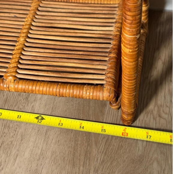 Vintage Rattan Folding Shelf Wall Rack Boho Wicker 3 Tier 22" - Picture 9 of 13